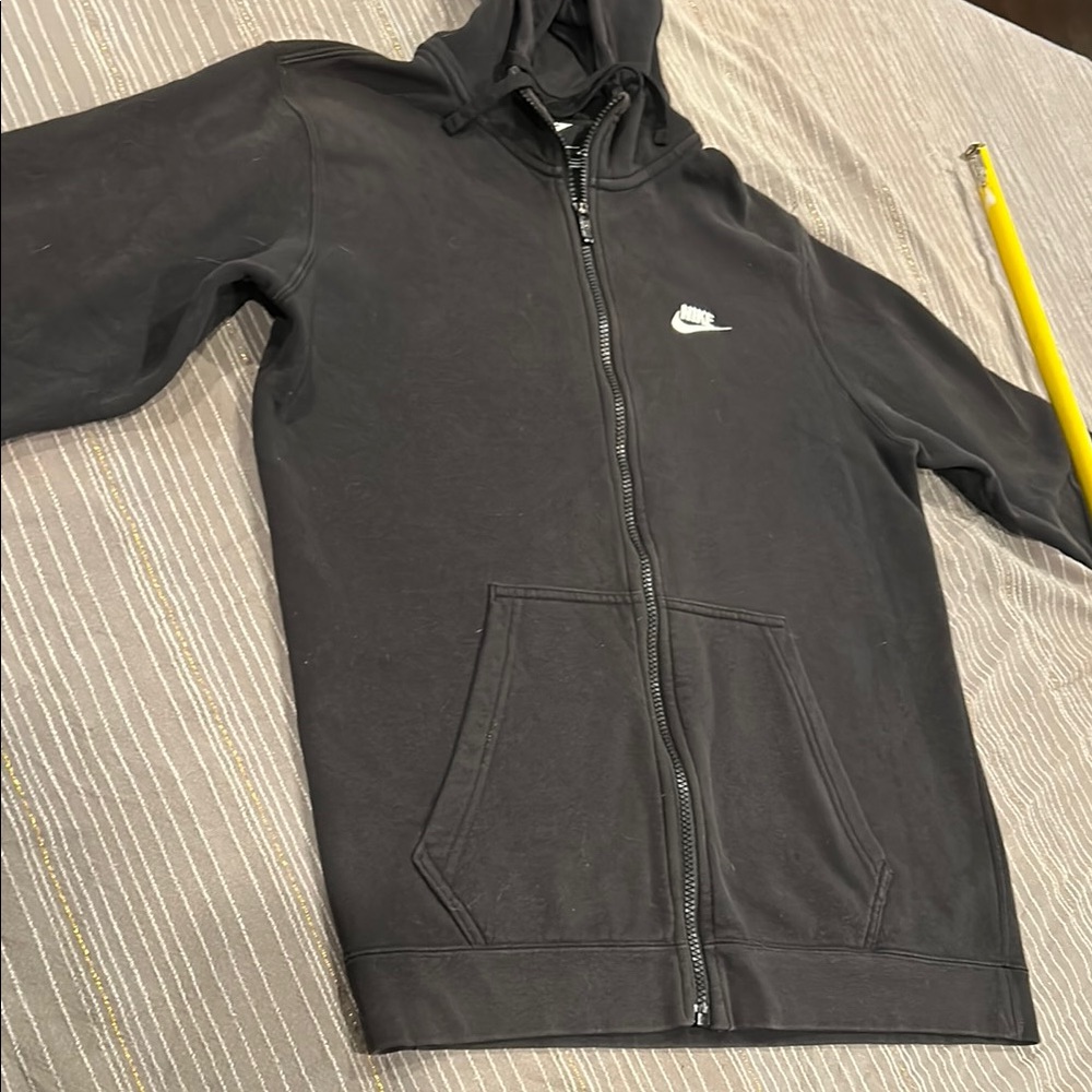Nike Black Full Zip Hoodie with White Swoosh